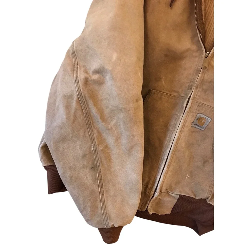 Vintage Carhartt J03 Hooded‎ Jacket Brown 4XL Thermal Lined USA Union Made